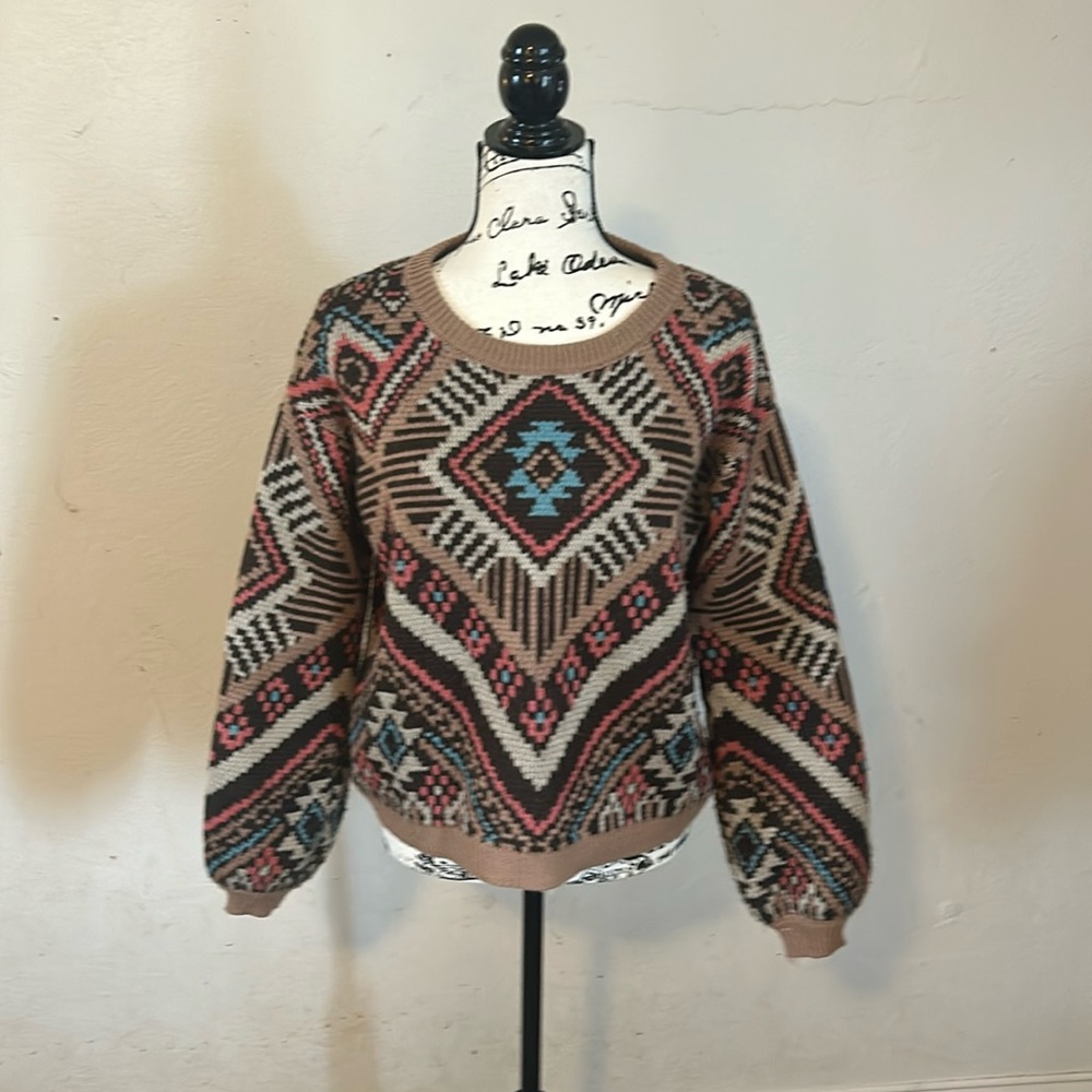 Boho Southwest Rock & Roll Denim sweater.